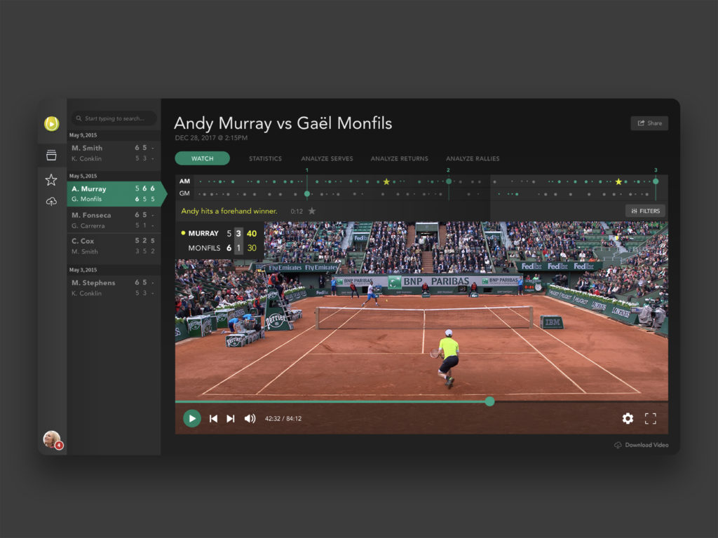 Tennis App UI